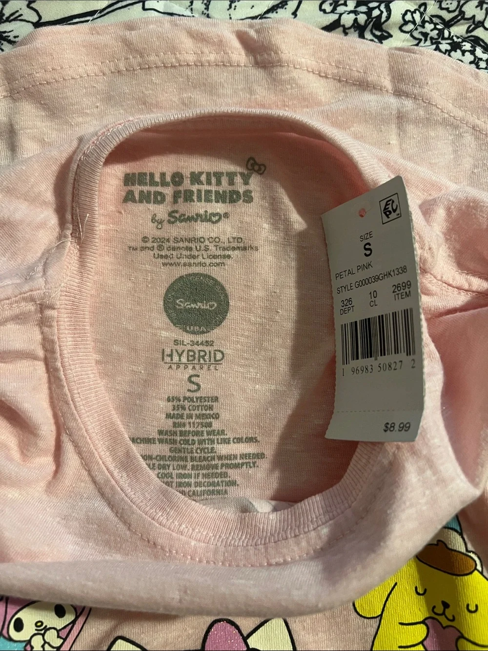 Hello Kitty Pink Graphic Tee with Rainbow Friends